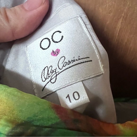 Oleg Cassini 100% Silk Y2K 90s Babydoll Colorful Cocktail Dress size 10 - Picture 8 of 14